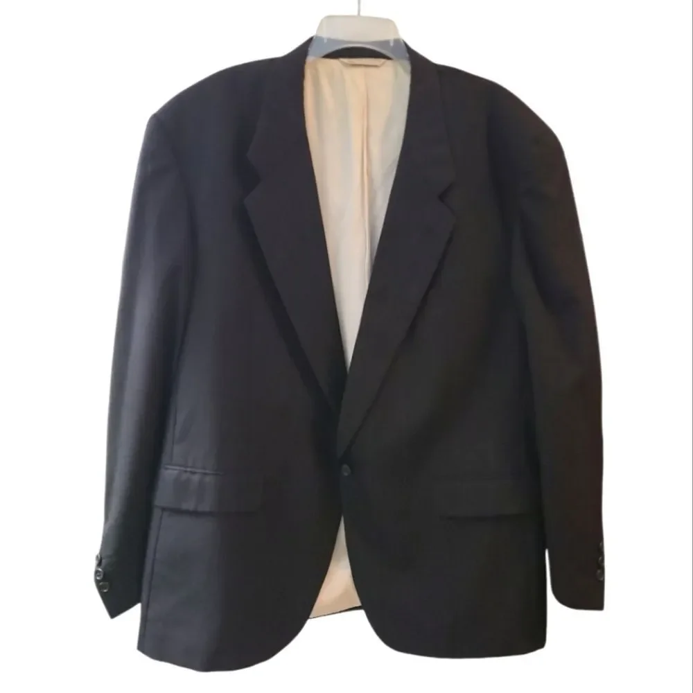 Black Wool Bill Robinson for Steven Windsor Men's Blazer Suit Jacket Sportcoat